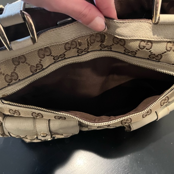 Gucci Brown Brooklyn Gg Canvas Hobo Buckle Shoulder Bag Y2k Gold Cream Monogram - Picture 6 of 13